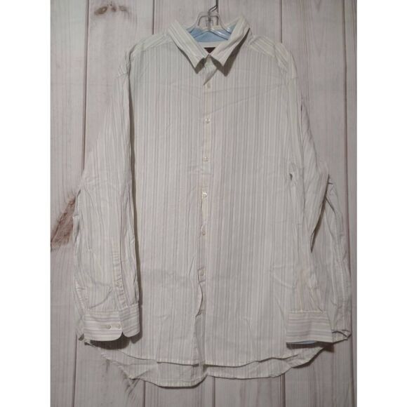 Perry Ellis Shirt Men's 3x White Button‎ Front Long Sleeve - Picture 1 of 9
